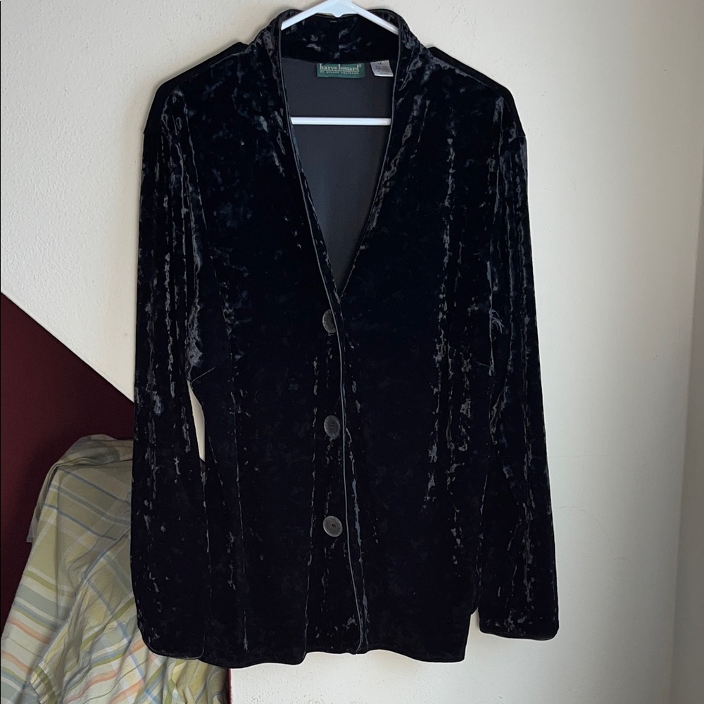 Harve Benard Black Velvet Button Front‎ Blazer 1X